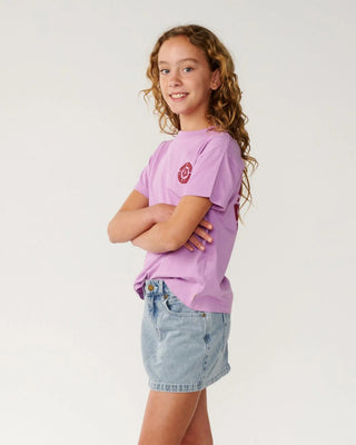 Rip Curl Girl's Surf Puff Relaxed Short Sleeve T-Shirt - Bright Lilac