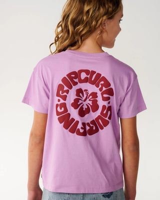 Rip Curl Girl's Surf Puff Relaxed Short Sleeve T-Shirt - Bright Lilac