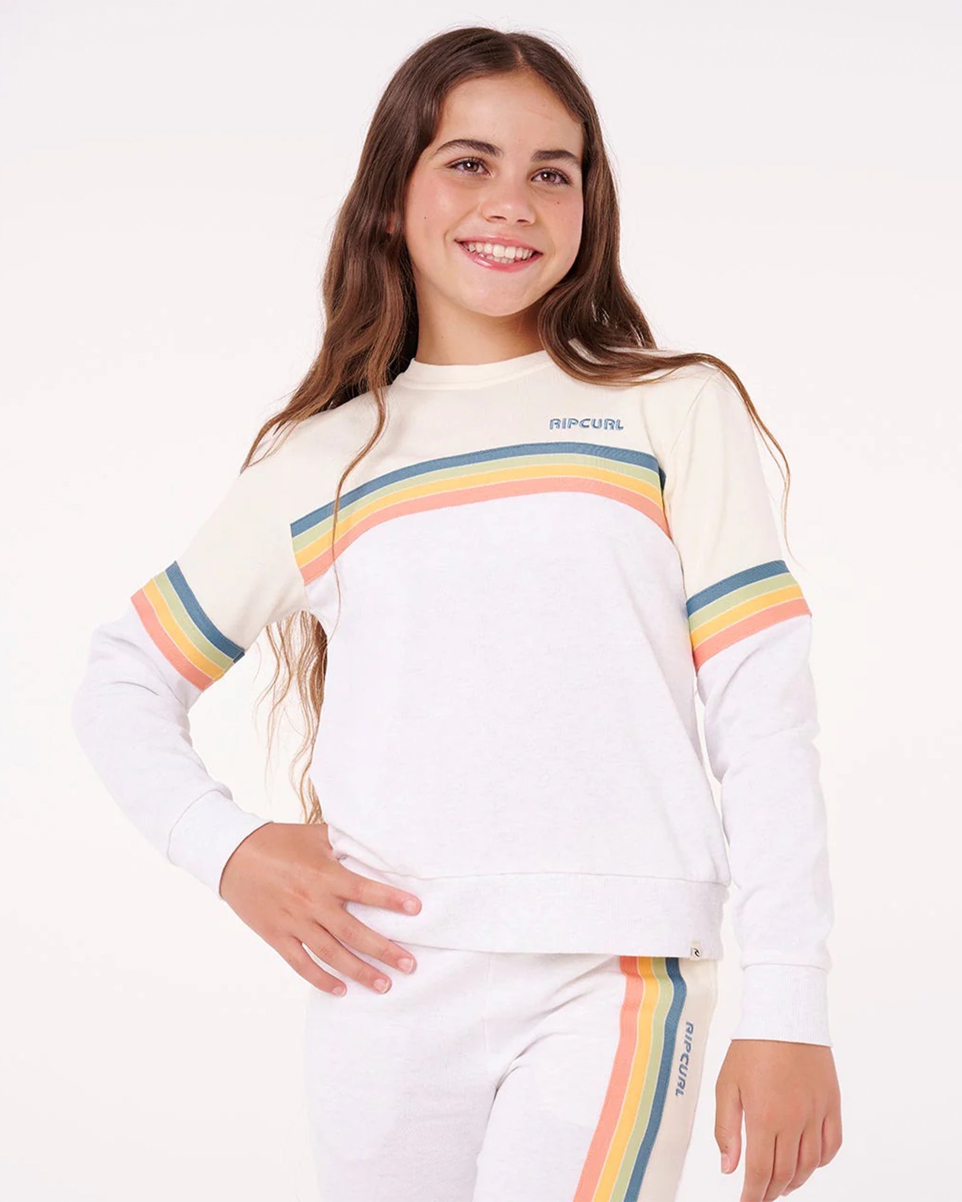 Rip Curl Girl's (8-16) Surf Revival Crew - Grey Marle