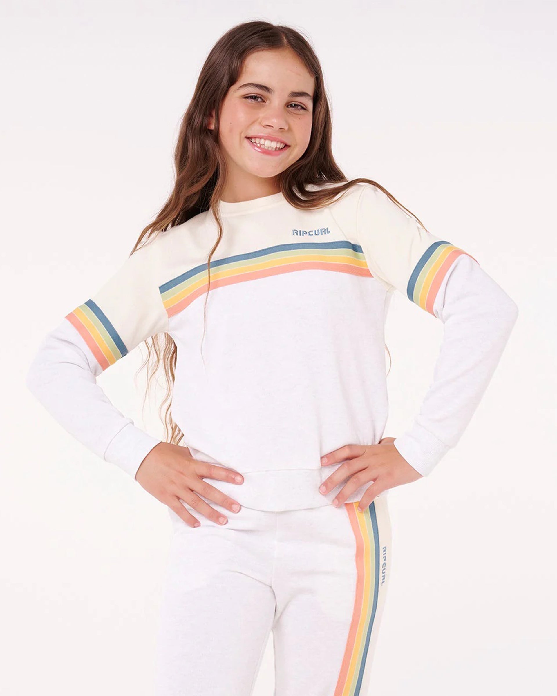 Rip Curl Girl's (8-16) Surf Revival Crew - Grey Marle