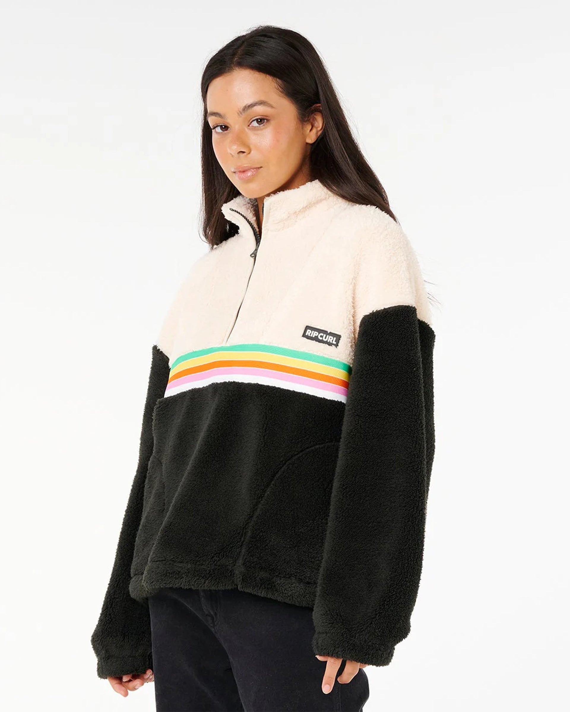 Women's Surf Revival Polar Fleece - Black/Off White