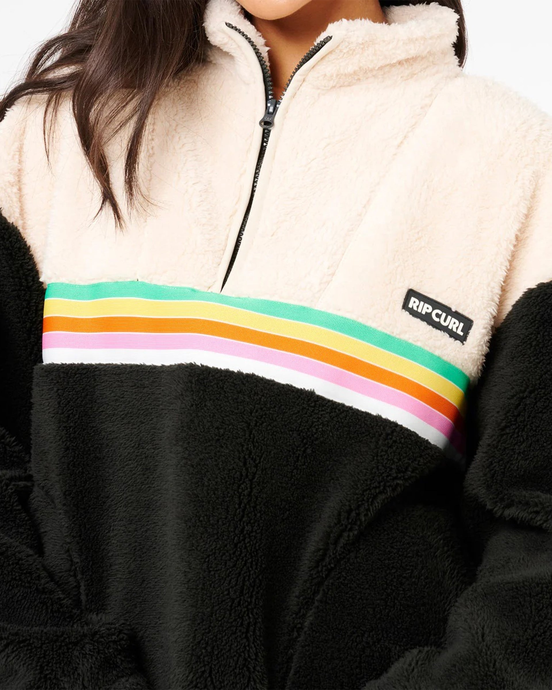 Women's Surf Revival Polar Fleece - Black/Off White