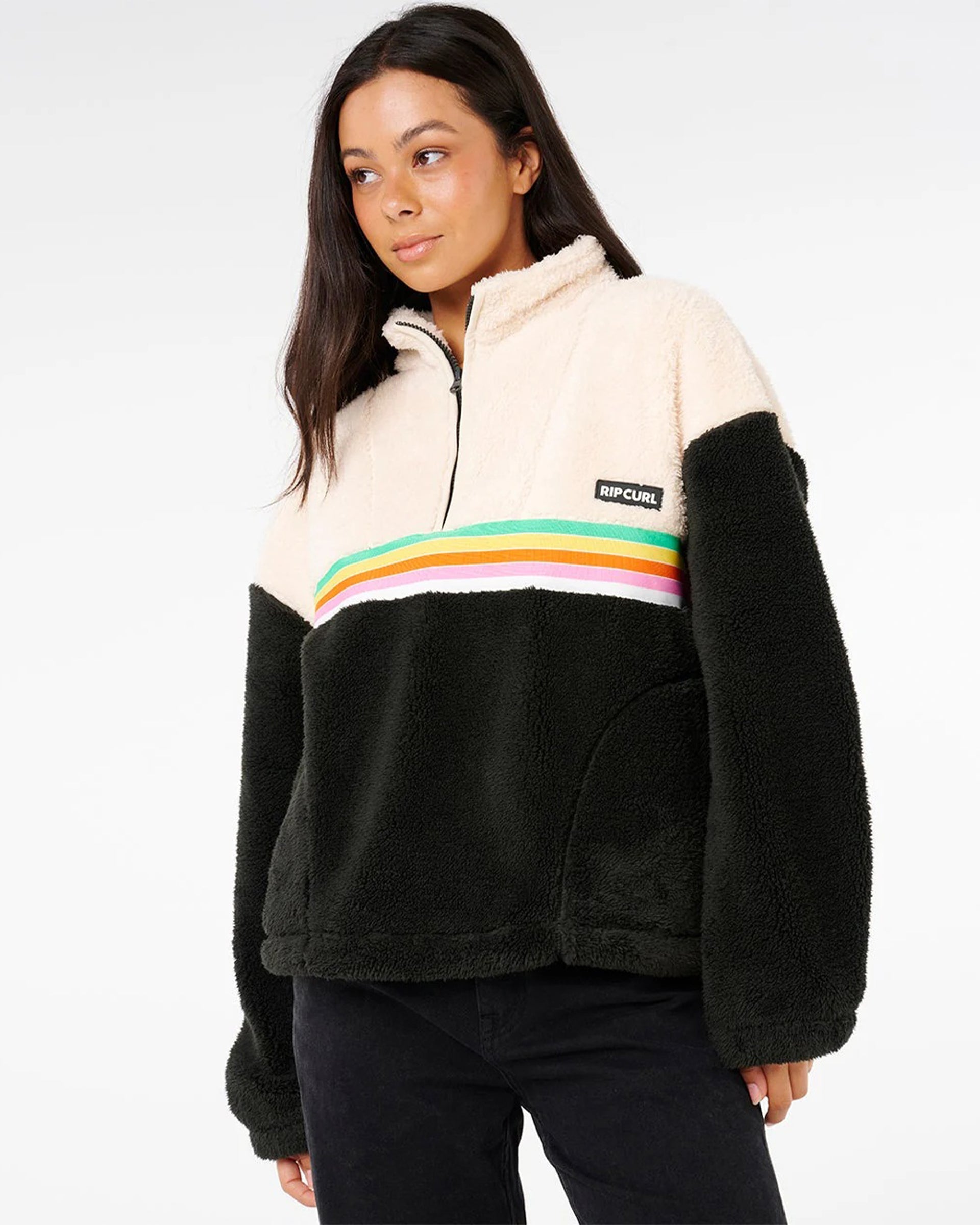 Women's Surf Revival Polar Fleece - Black/Off White