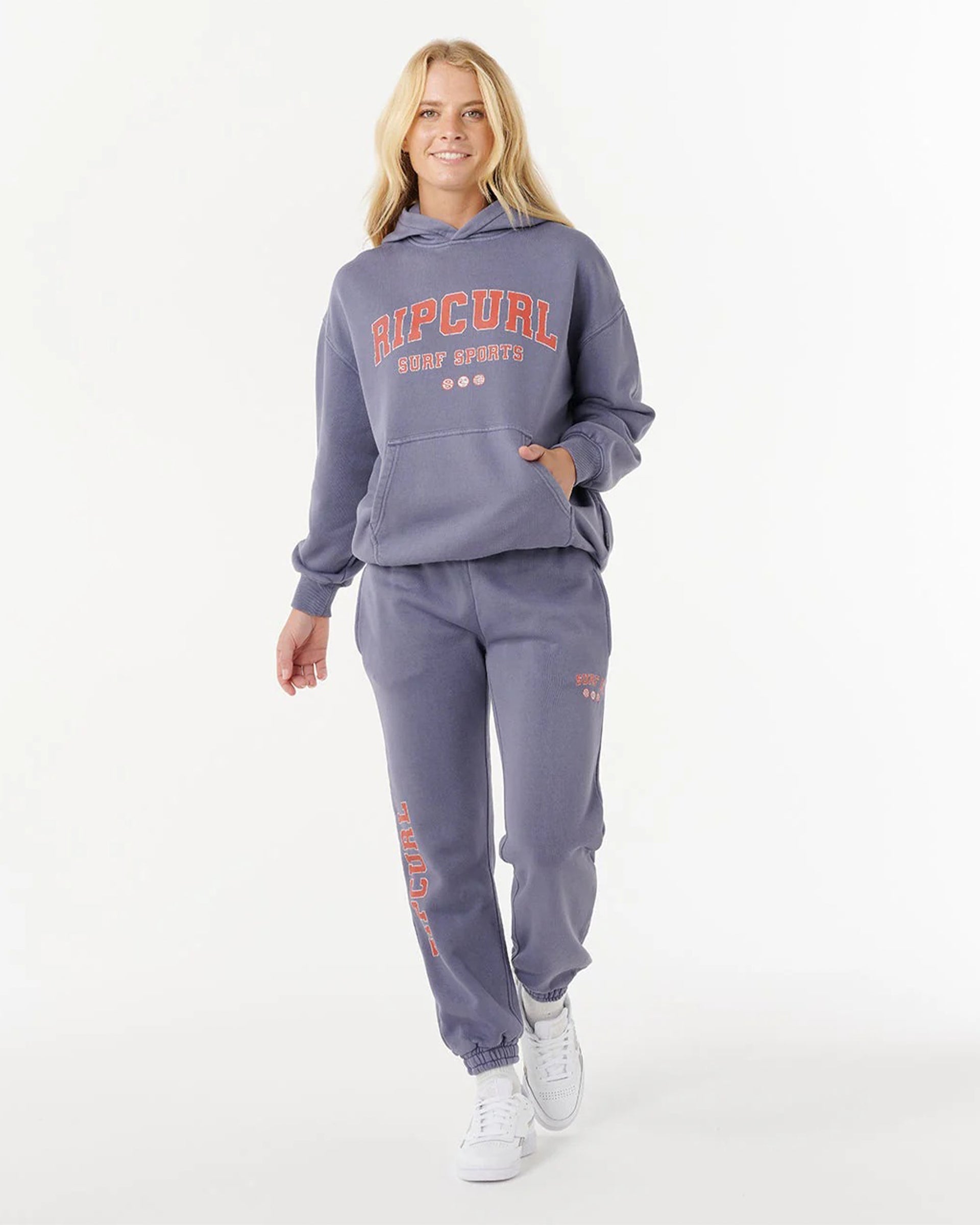 Rip Curl Women's Varsity Sports Pullover Hoodie - Blue Grey