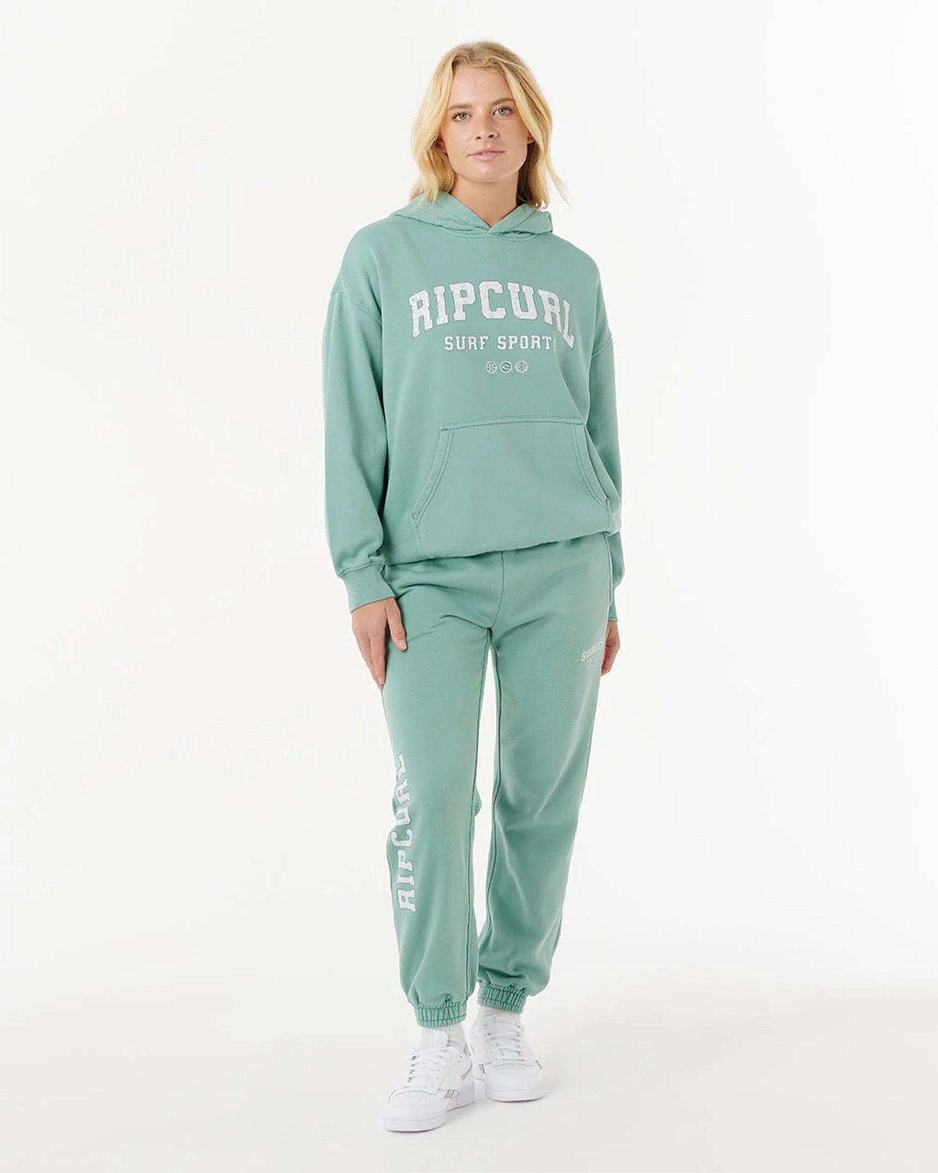 Women's Varsity Sports Pullover Hoodie - Blue Green