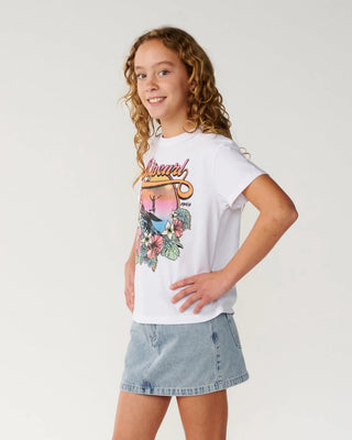 Rip Curl Girl's (8-16) Wave Crop Tee - White