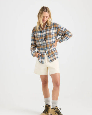 Roark Women's Amberley Light Long Sleeve Flannel - Dark Khaki