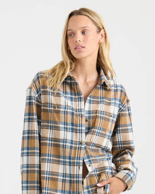 Roark Women's Amberley Light Long Sleeve Flannel - Dark Khaki