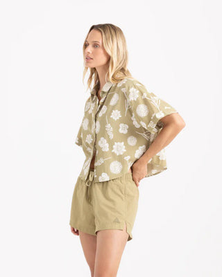 Roark Women's Bless Up Cropped Button Up Shirt - Dusty Olive