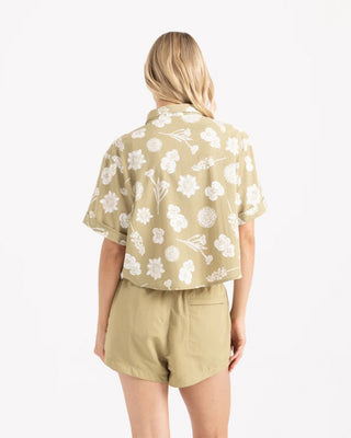 Roark Women's Bless Up Cropped Button Up Shirt - Dusty Olive