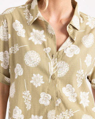 Roark Women's Bless Up Cropped Button Up Shirt - Dusty Olive