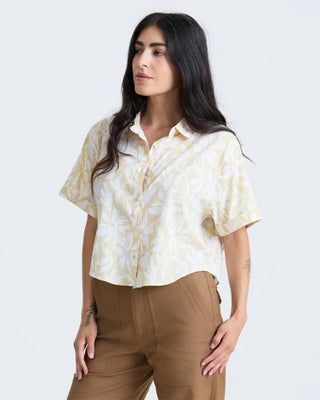 Roark Bless Up Cropped Button Up Shirt - Sand