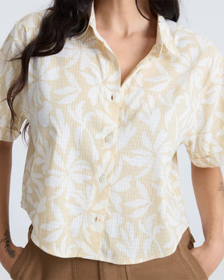 Roark Bless Up Cropped Button Up Shirt - Sand