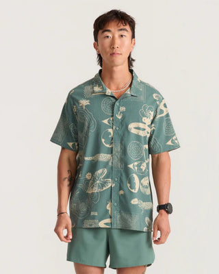 Roark Bless Up Trail Button Up Shirt - Slate Green/Tan