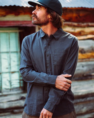 Roark Made To Fade Long Sleeve Button Up Shirt - Washed Charcoal