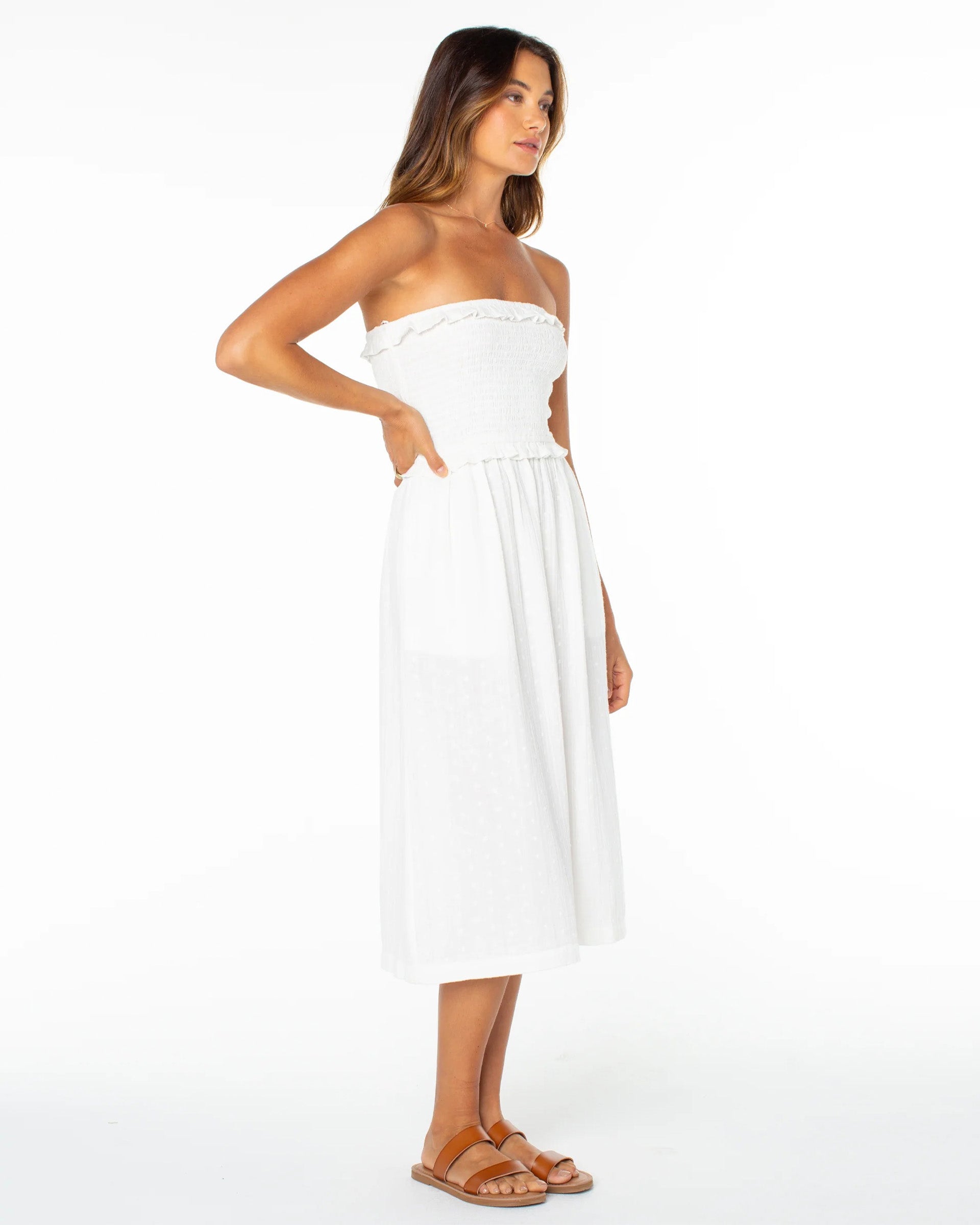 Roxy Women's Avalon Tube Midi Dress - Cloud Dancer Solid