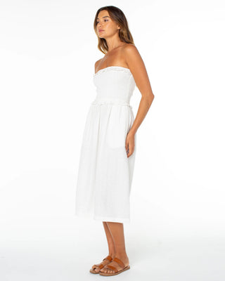 Roxy Women's Avalon Tube Midi Dress - Cloud Dancer Solid