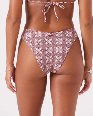 Roxy Women's Batik Bloom Scoop Cheeky Bikini Bottom - Port