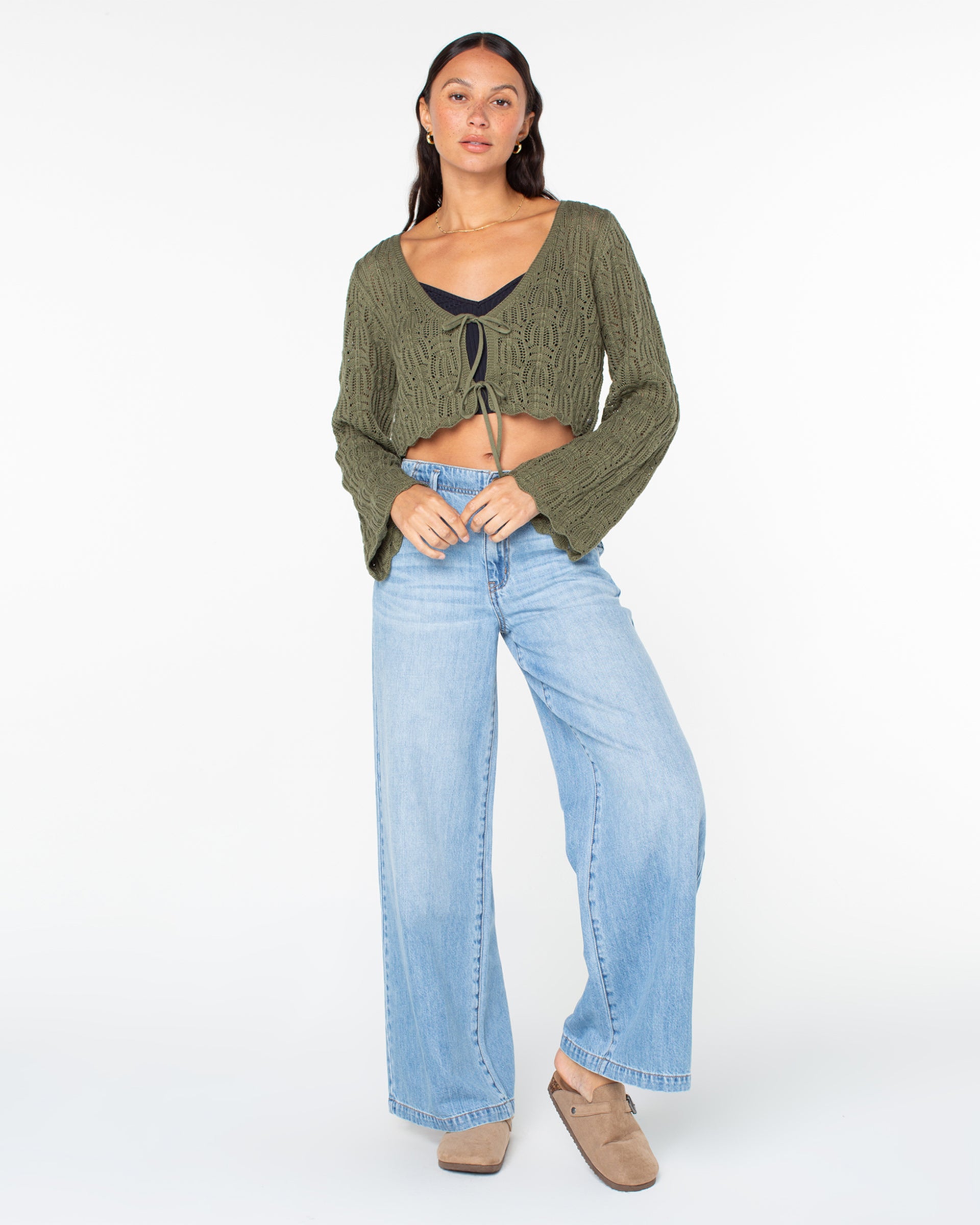 Roxy Women's Beach Bound Sweater - Four Leaf Clover Solid