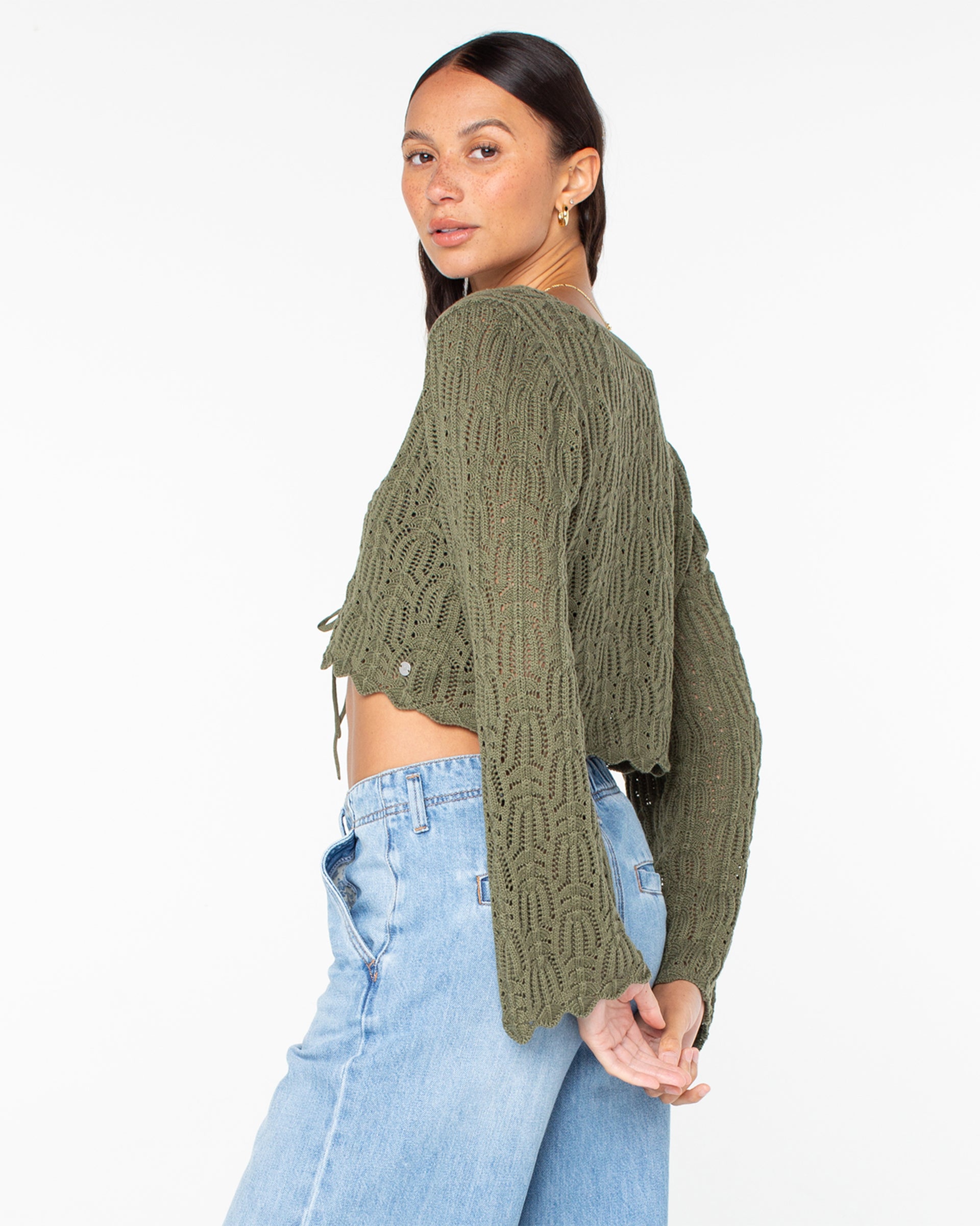 Roxy Women's Beach Bound Sweater - Four Leaf Clover Solid