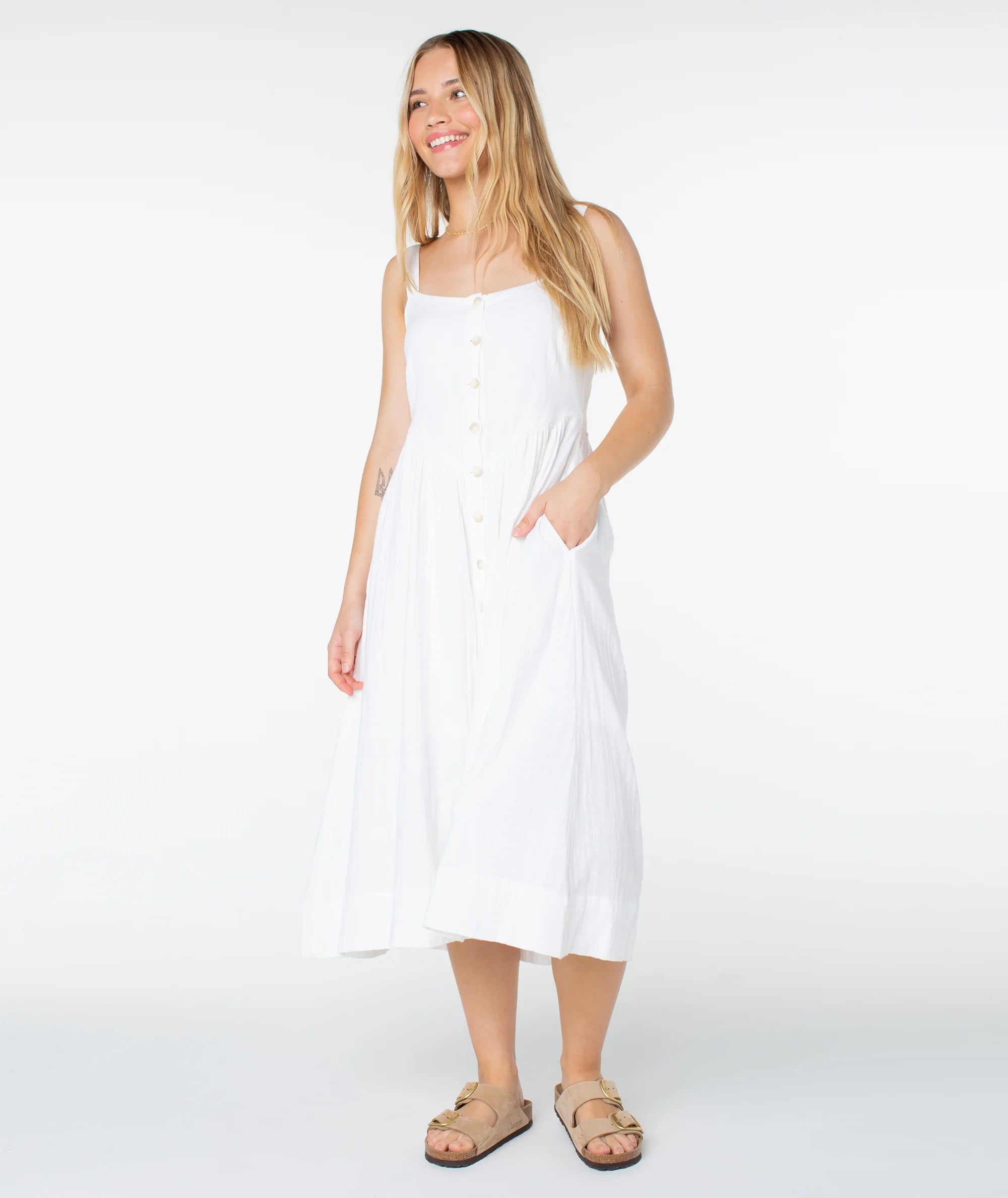 Brisa Midi Dress - Snow White Solid – Jack's Surfboards