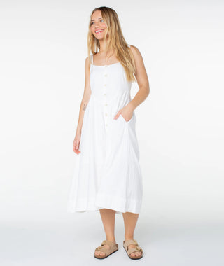 Roxy Women's Brisa Midi Dress - Snow White Solid