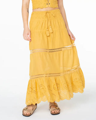 Roxy Women's Castaway Maxi Skirt - Amber Gold Solid