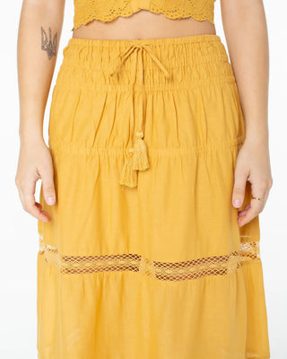 Roxy Women's Castaway Maxi Skirt - Amber Gold Solid
