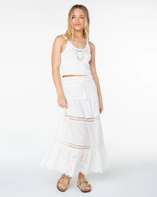Roxy Women's Castaway Maxi Skirt - Snow White Solid
