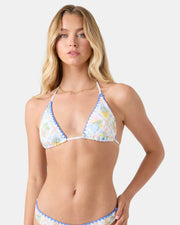 Roxy Women's Catch My Drift Tiki Triangle Bikini Top - White/Light Multi