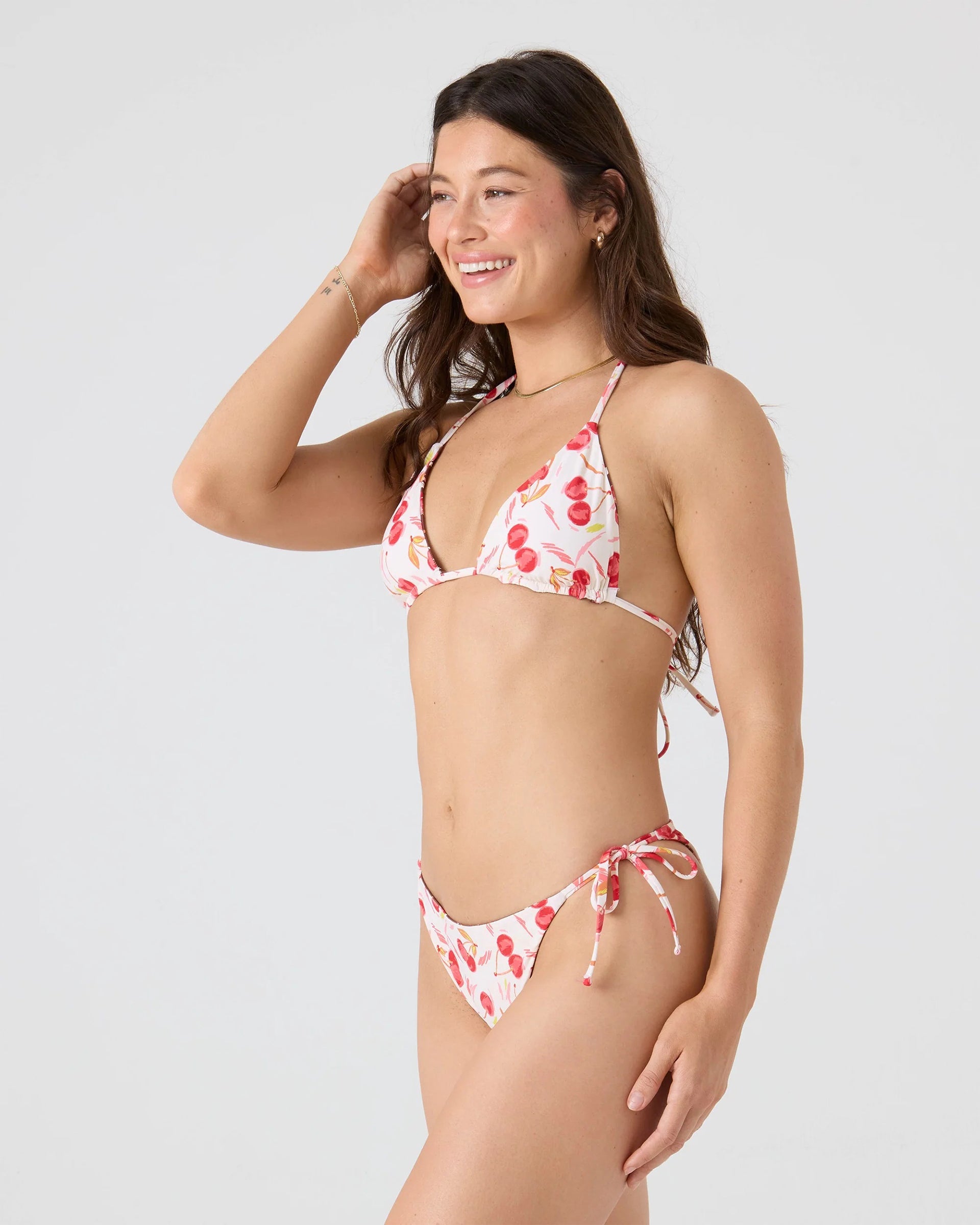 Roxy Women's Cherry On Top Tie Side Moderate Bikini Bottom - Red/Cream