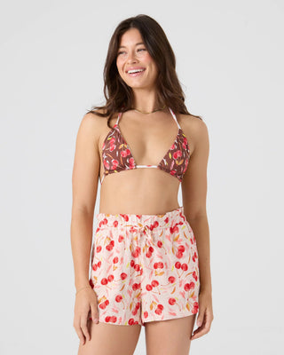 Roxy Women's Cherry On Top Mini Tiki Triangle Bikini Top - Red/Cream