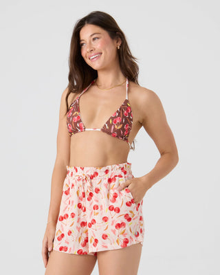 Roxy Women's Cherry On Top Mini Tiki Triangle Bikini Top - Red/Cream
