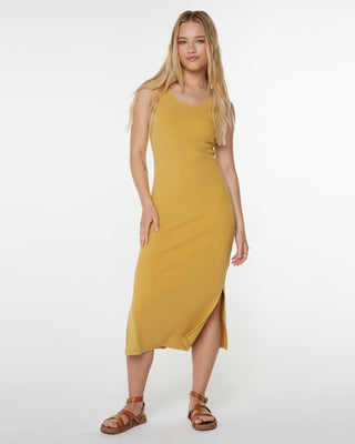 Roxy Women's City Lights Midi Dress - Amber Gold Solid