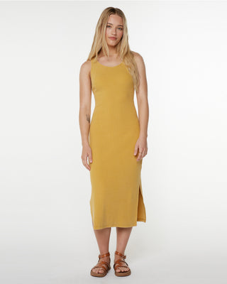 Roxy Women's City Lights Midi Dress - Amber Gold Solid