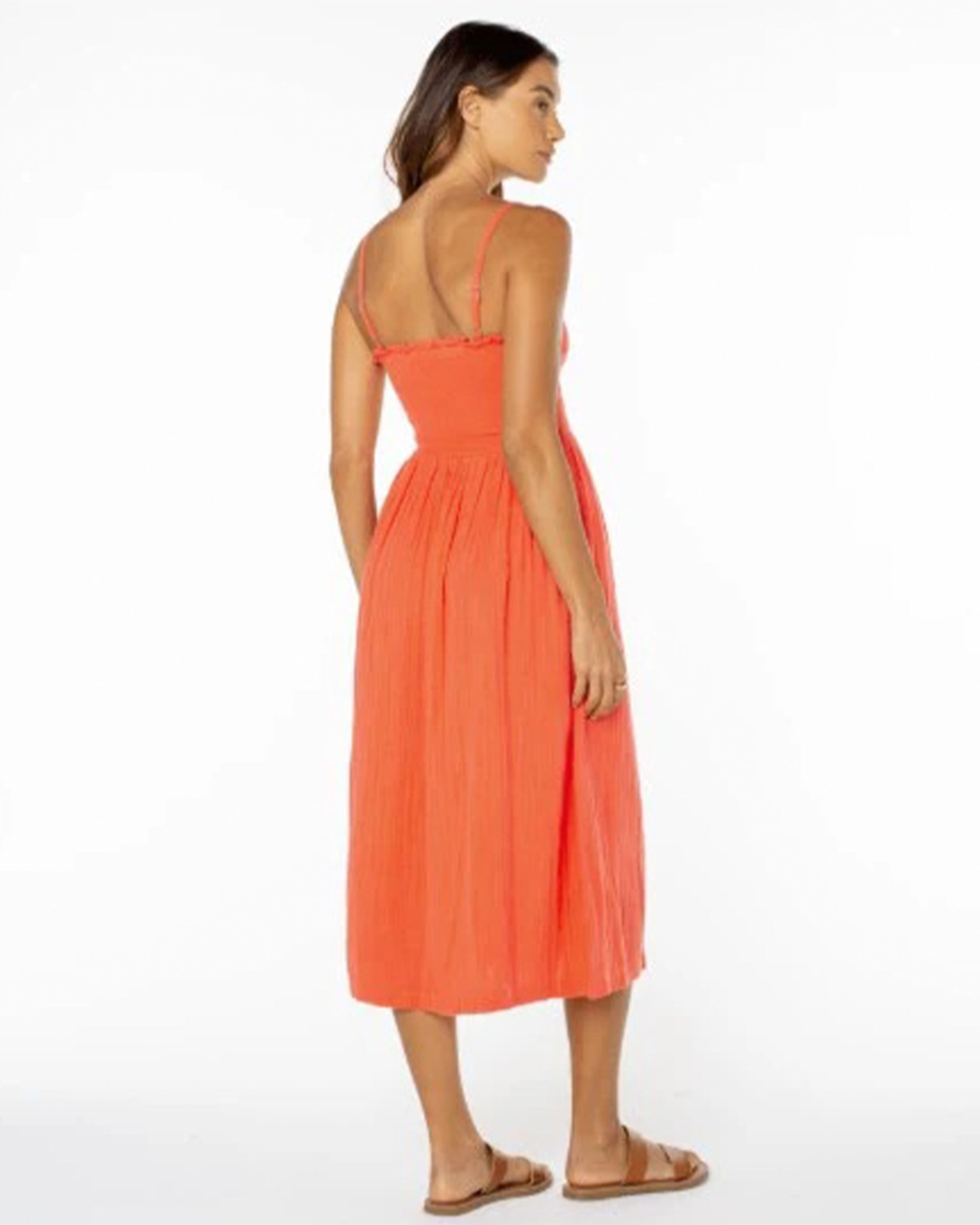 Roxy Women's Downriver Midi Dress - Hot Coral Solid