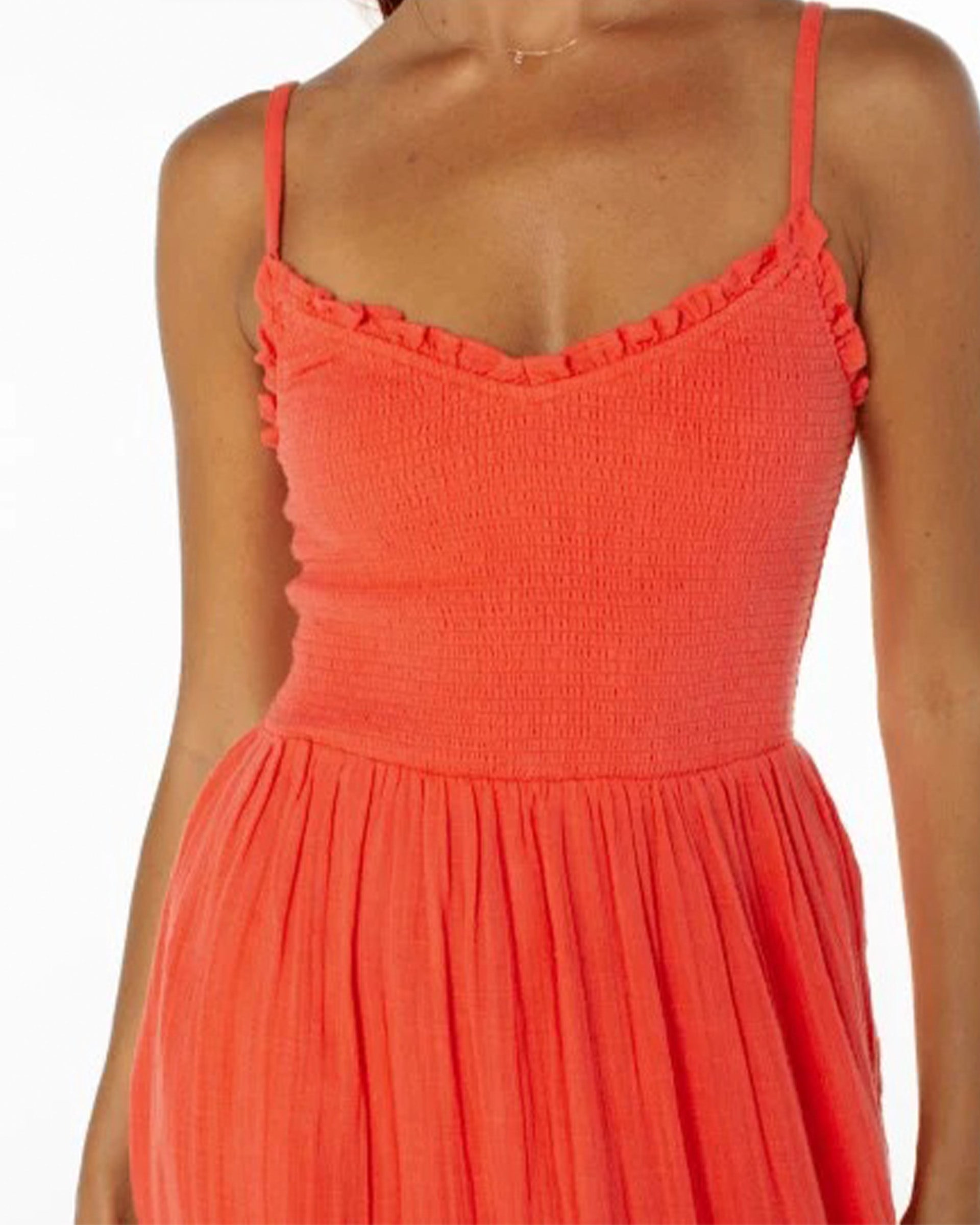 Roxy Women's Downriver Midi Dress - Hot Coral Solid