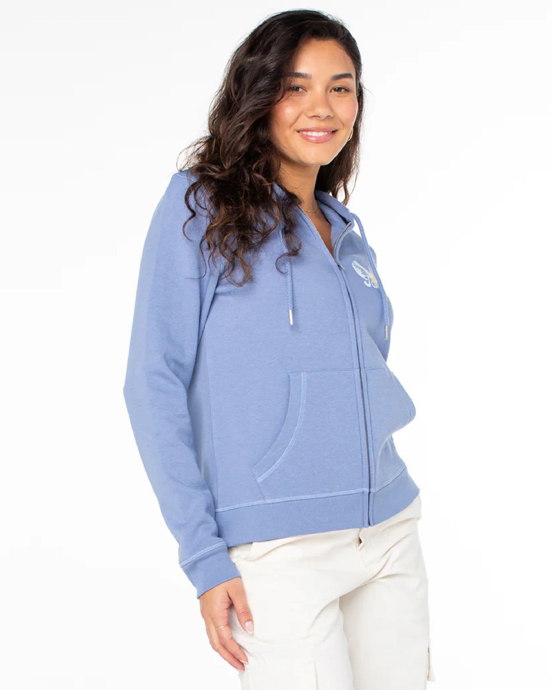 Roxy Women's Evening Hike Zip Up Hoodie - Infinity Blue