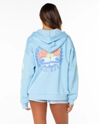 Roxy Women's Evening Lineup Zip-Up Hoodie - Airy Blue Surf Life