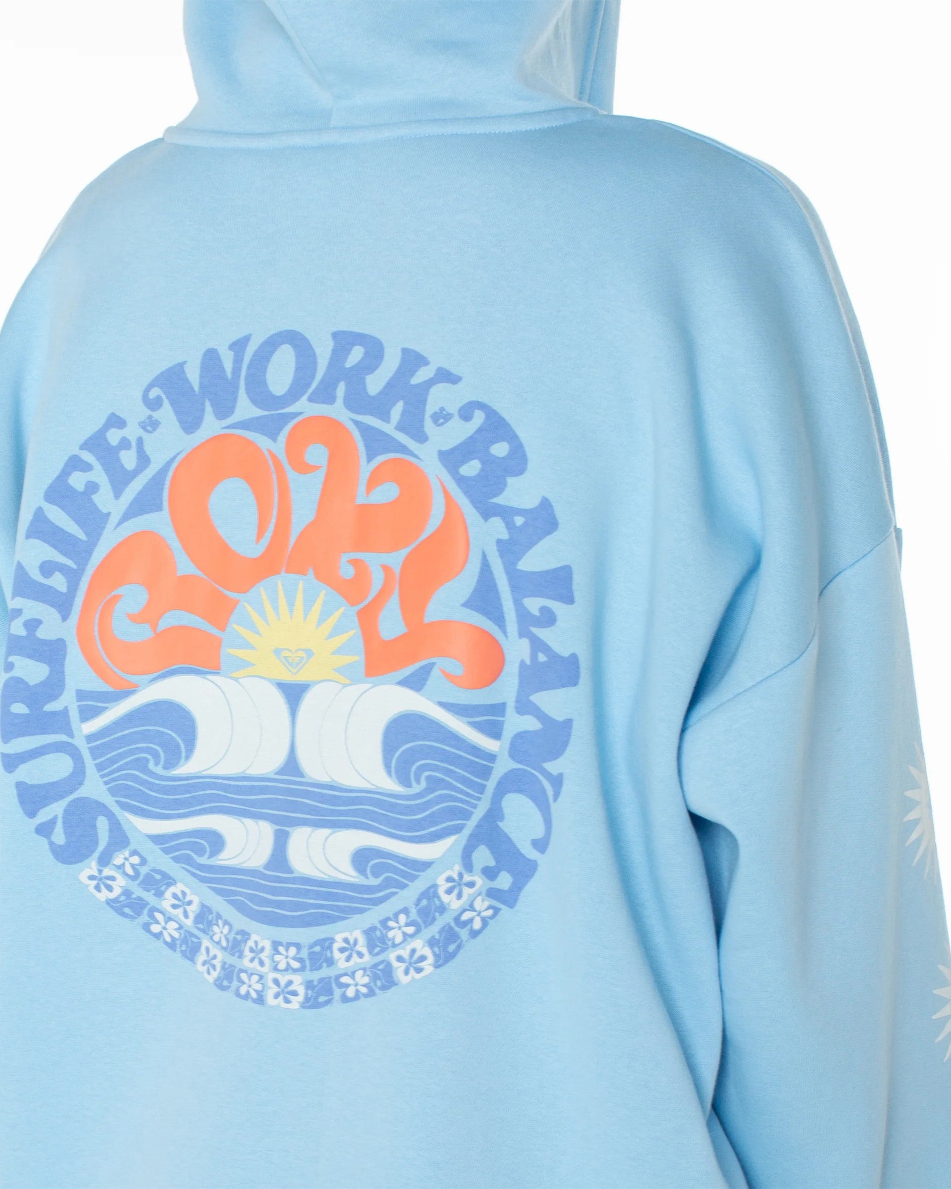 Roxy Women's Evening Lineup Zip-Up Hoodie - Airy Blue Surf Life