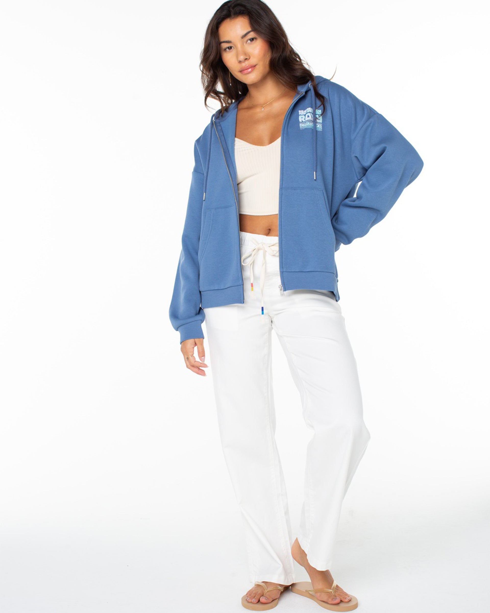 Roxy Women's Evening Lineup Zip Through Hoodie - Blue Horizon Okinawa