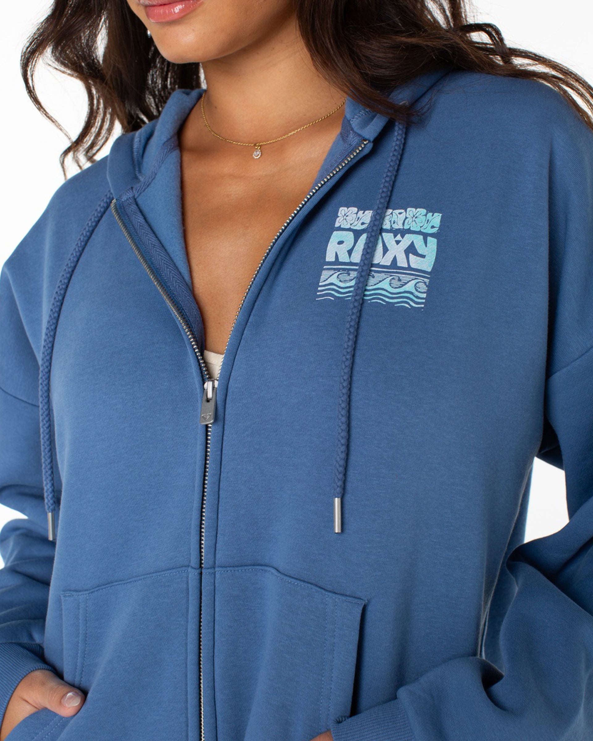 Roxy Women's Evening Lineup Zip Through Hoodie - Blue Horizon Okinawa