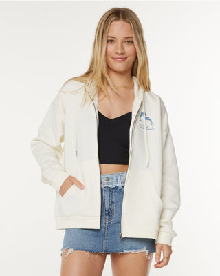 Roxy Women's Evening LIneup Zip-Up Hoodie - White
