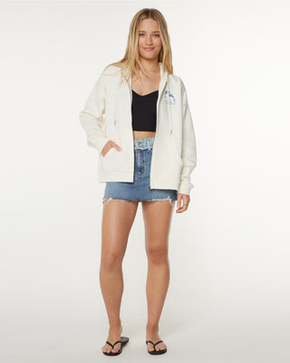 Roxy Women's Evening LIneup Zip-Up Hoodie - White