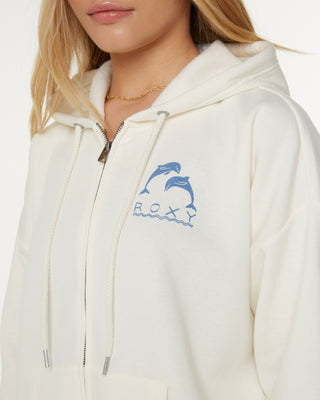 Roxy Women's Evening LIneup Zip-Up Hoodie - White