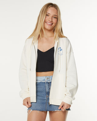 Roxy Women's Evening LIneup Zip-Up Hoodie - White