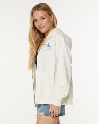Roxy Women's Evening LIneup Zip-Up Hoodie - White