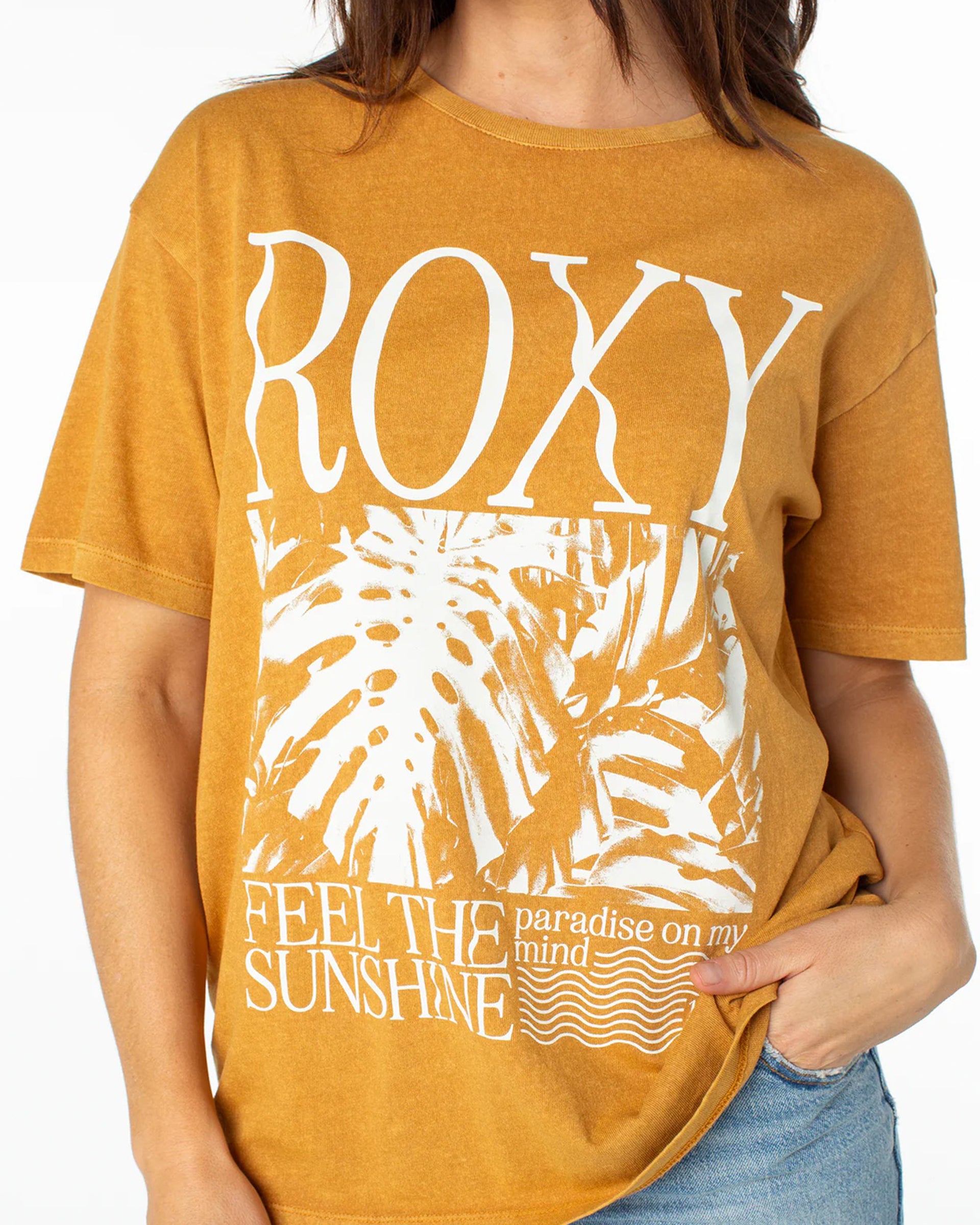Roxy Women's Feel The Sunshine Short Sleeve T-Shirt - Gold