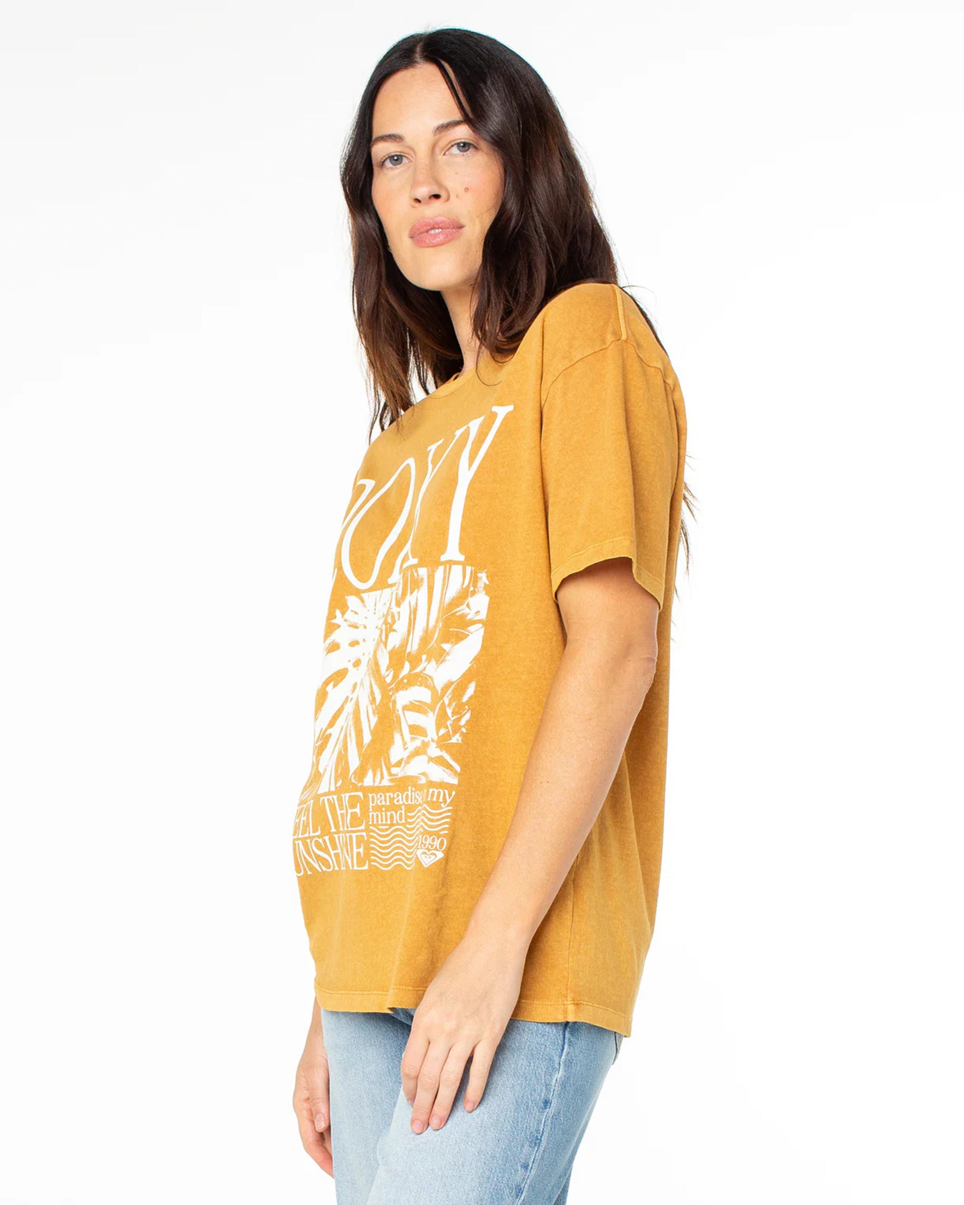 Roxy Women's Feel The Sunshine Short Sleeve T-Shirt - Gold