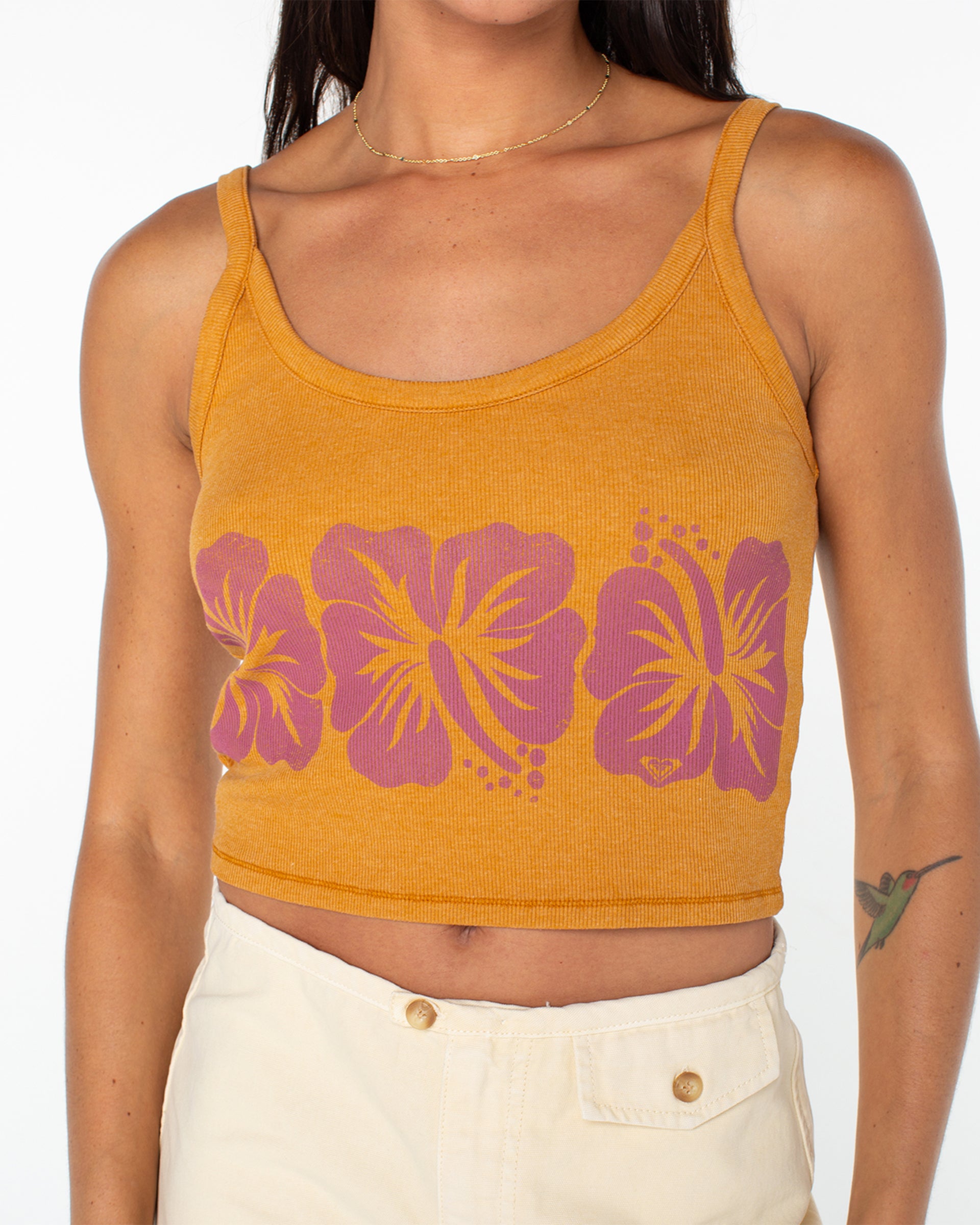 Roxy Women's Flower Block Tank - Gold